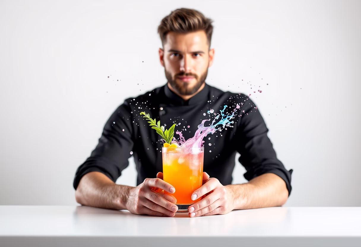 image of bartender presenting a crafted concoction